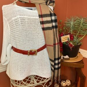 Vintage 90's Red Talbots Italian leather belt weaved 1.5" W fits waist 27" to 31